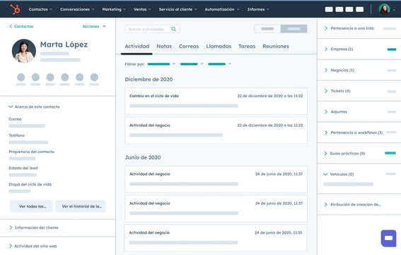 ejemplo de gestión de huéspedes con CRM